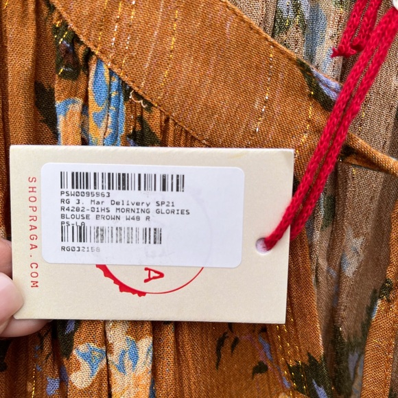 NWT RAGA Morning Glories Floral long sleeve blouse, brown / multi, size Small - Picture 6 of 11